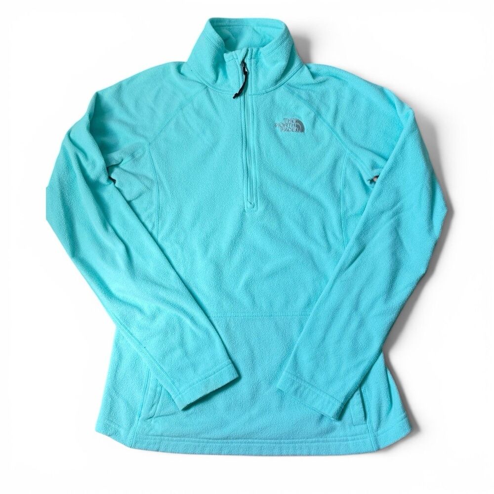 The North Face TKA 100 Glacier Fleece Pullover Women XS Aqua Blue 1/4 Zip Jacket